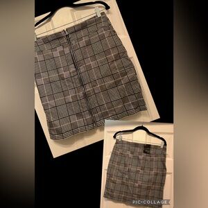 INC Plaid Mini Skirt in Black and White